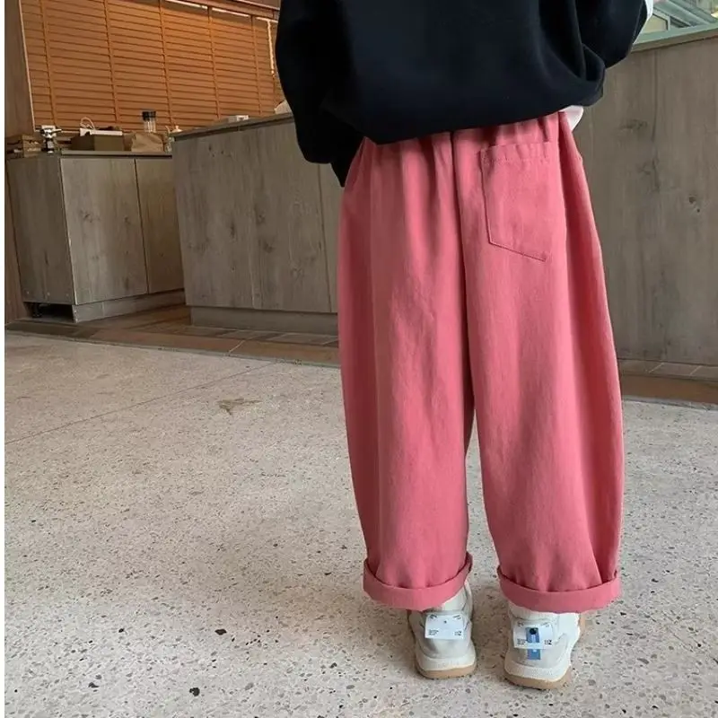 سراويل تقليدية فضفاضة للأطفال لون نقي متعددة الاستخدامات جزرة قرد ربيع الخريف ملابس أطفال أنيقة #4