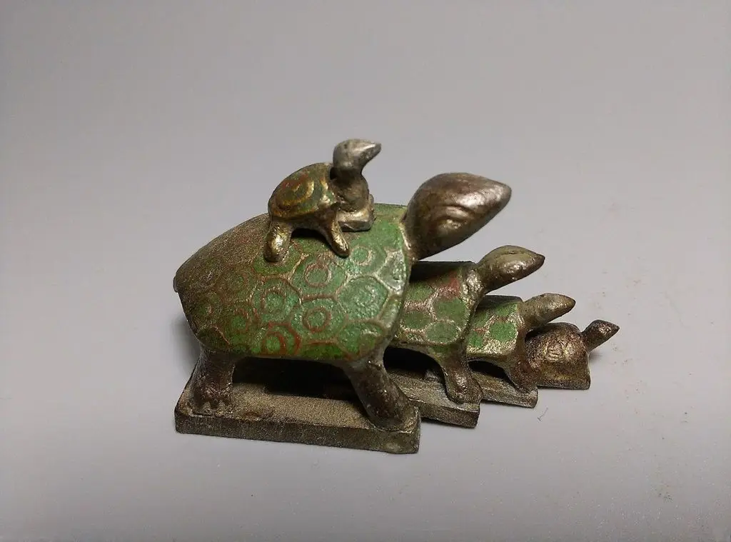 Chinese bronze statue of longevity family wealth lucky turtle
