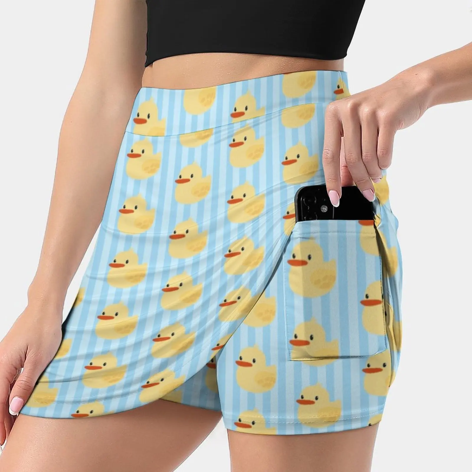 Yellow Duck! Women's skirt Y2K Summer Clothes 2022 Kpop Style Trouser Skirt With Pocket Duck Ducky Duckie Yellow Duck Yellow