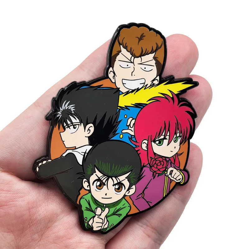 أنيمي YuYu Hakusho المينا دبابيس Yuusuke Kazuma Hiei Kurama شارات معدنية اليابانية مانغا دبابيس ظهره الملابس التلبيب تأثيري