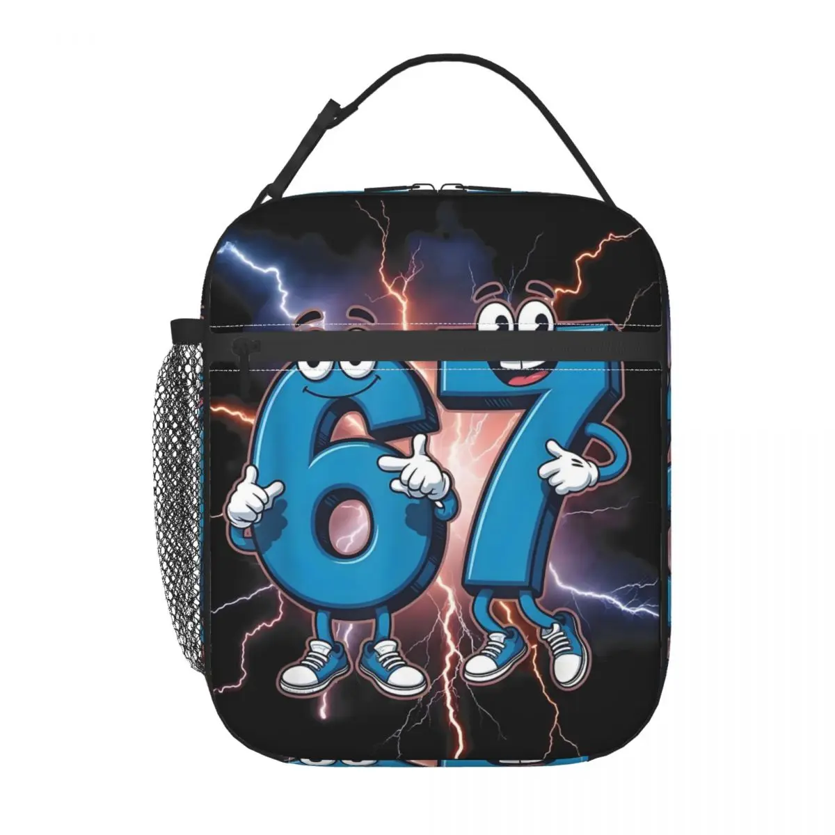 Custom Brainrot 67 Six Seven Insulated Lunch Bag for Women Portable Italian Gaming Meme Thermal Cooler Lunch Tote School view 2