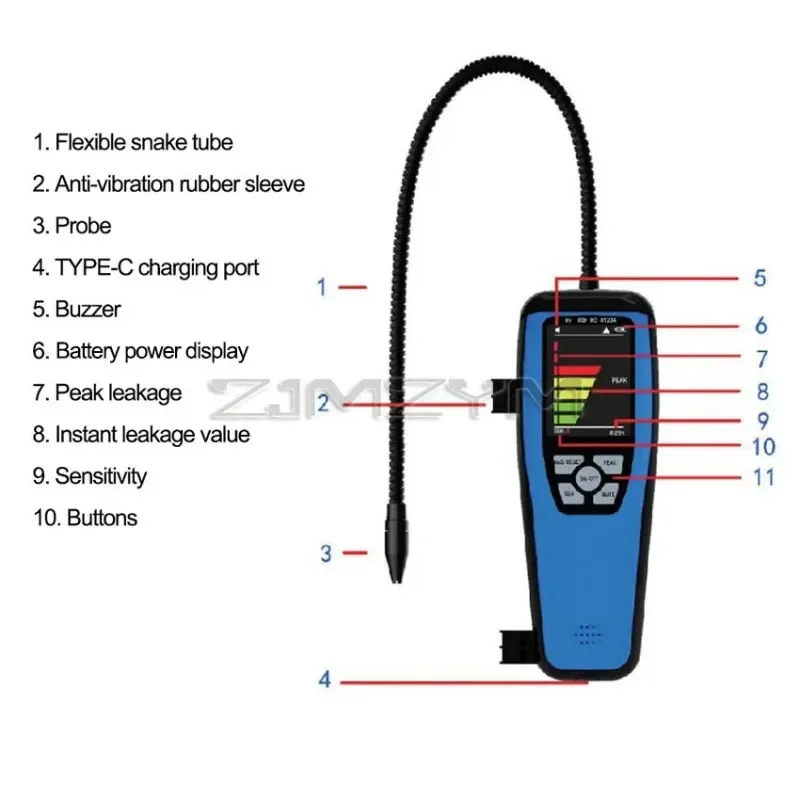 Heated Diode Refrigerant Leak Detector Car Air Conditioning Refrigeration System Gas Detector Handheld Infrared Leak Tester