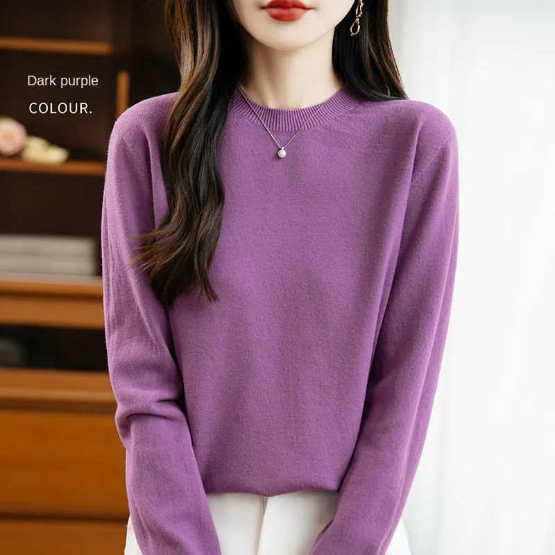 سترة صوف محبوكة للخريف والشتاء، رقبة دائرية، سترة عصرية ومريحة بأكمام طويلة للنساء - WQ102 #4