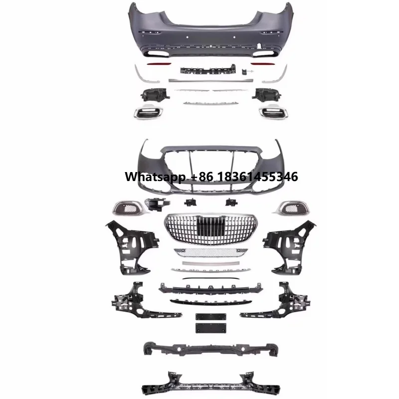 for W223 S-class upgraded unpainted front rear bumper Radiator Grille fog lamp frame tail throat Body kit