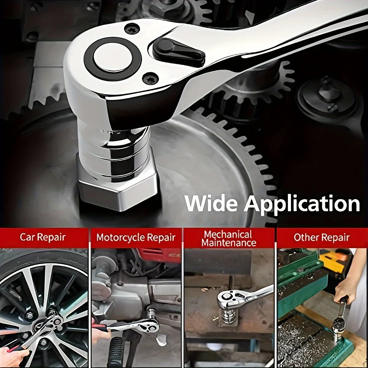 Quick Ratchet Wrench 1/4 Small Socket Wrench Auto Repair Hardware Tool image 5