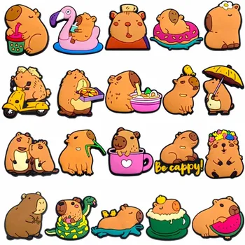 20 sztuk uroczych zawieszek do butów z serii Capybara do chodaków Bogg Bag Bubble Slides Sandały, ozdoby do butów z PVC Akcesoria do toreb plażowych