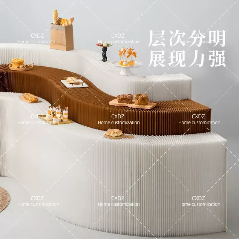 Paper Linglong Long Strip Display Rack Storage Desk Supermarket Window Store Decoration Shoes Hats Jewelry Folding Storage