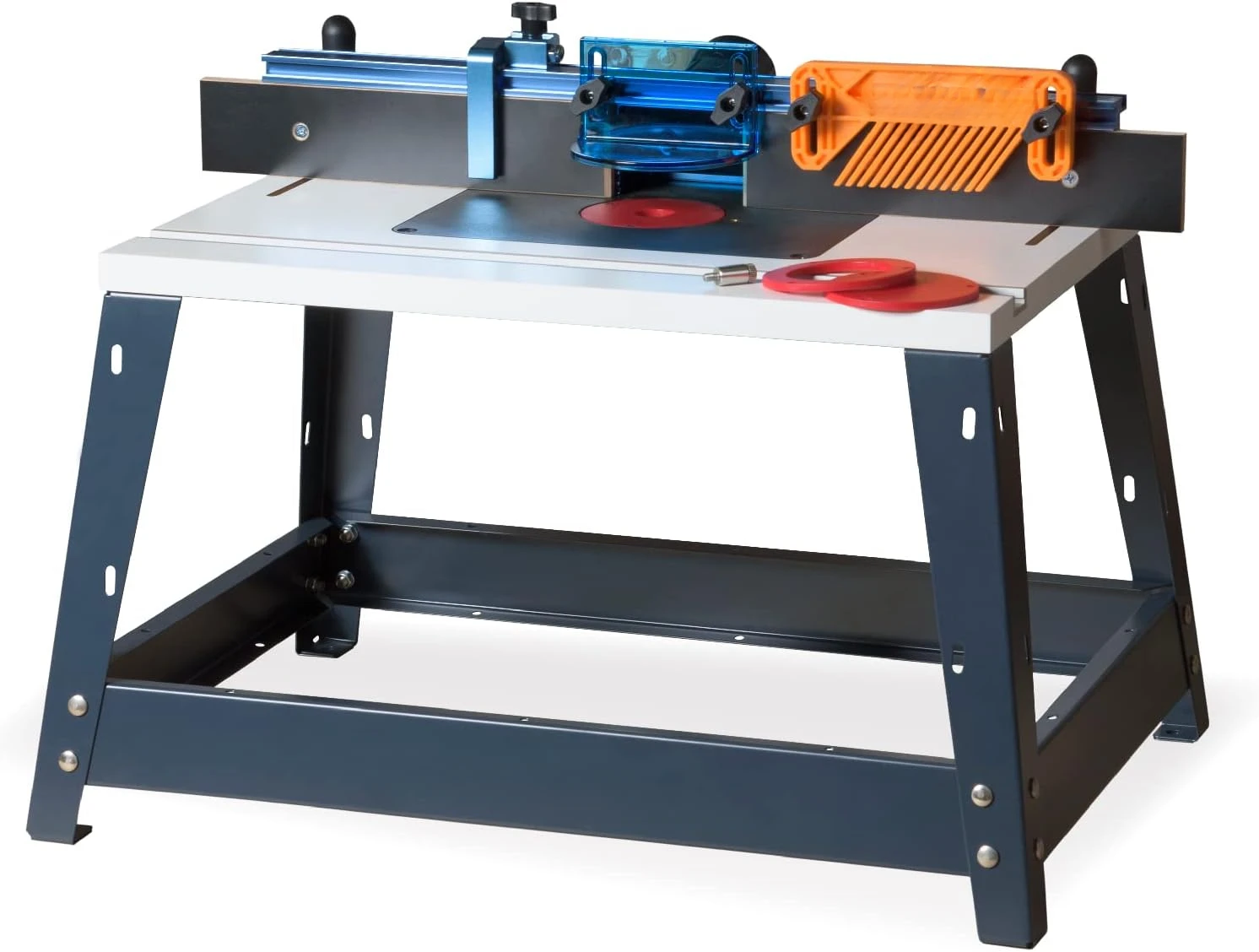 71402 Bench Top Router Table and Fence Set, with 24” x 16” Laminated MDF Top, 2-1/2” Dust Collection Port and Featherboard