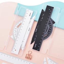 4pcs Metal Ruler Set Multifunction Drawing Template Ruler Geometric Measuring Drafting Teaching Drawing Ruler Students Gift