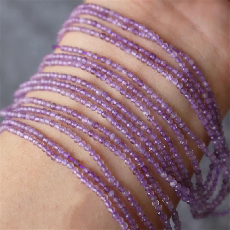 2 mm große Perlen aus natürlichem Stein, Amethyst, Tigerauge, Lapislazuli, eingelegt mit hellen Perlen, zur Schmuckherstellung, DIY-Halskette, Armband, Schmuck