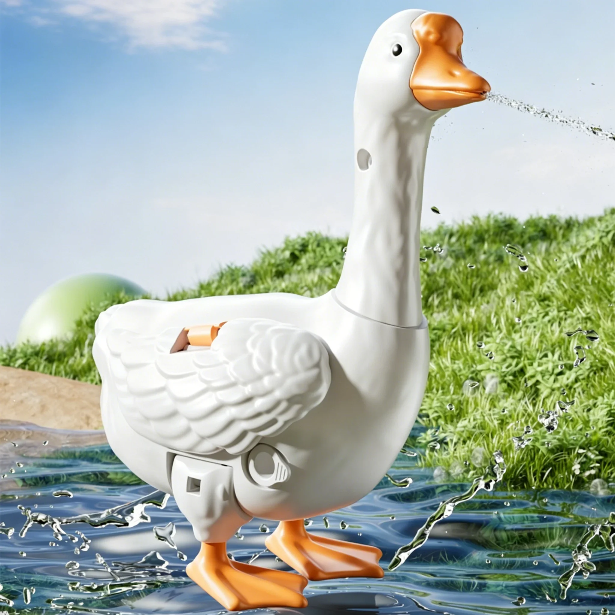 Große weiße Gans Wasserspritzpistole, Druckwasserspritzpistole, kreative Schaf-Tuo-Wasserpistole, Spielzeug, geeignet für Kinder und Erwachsene