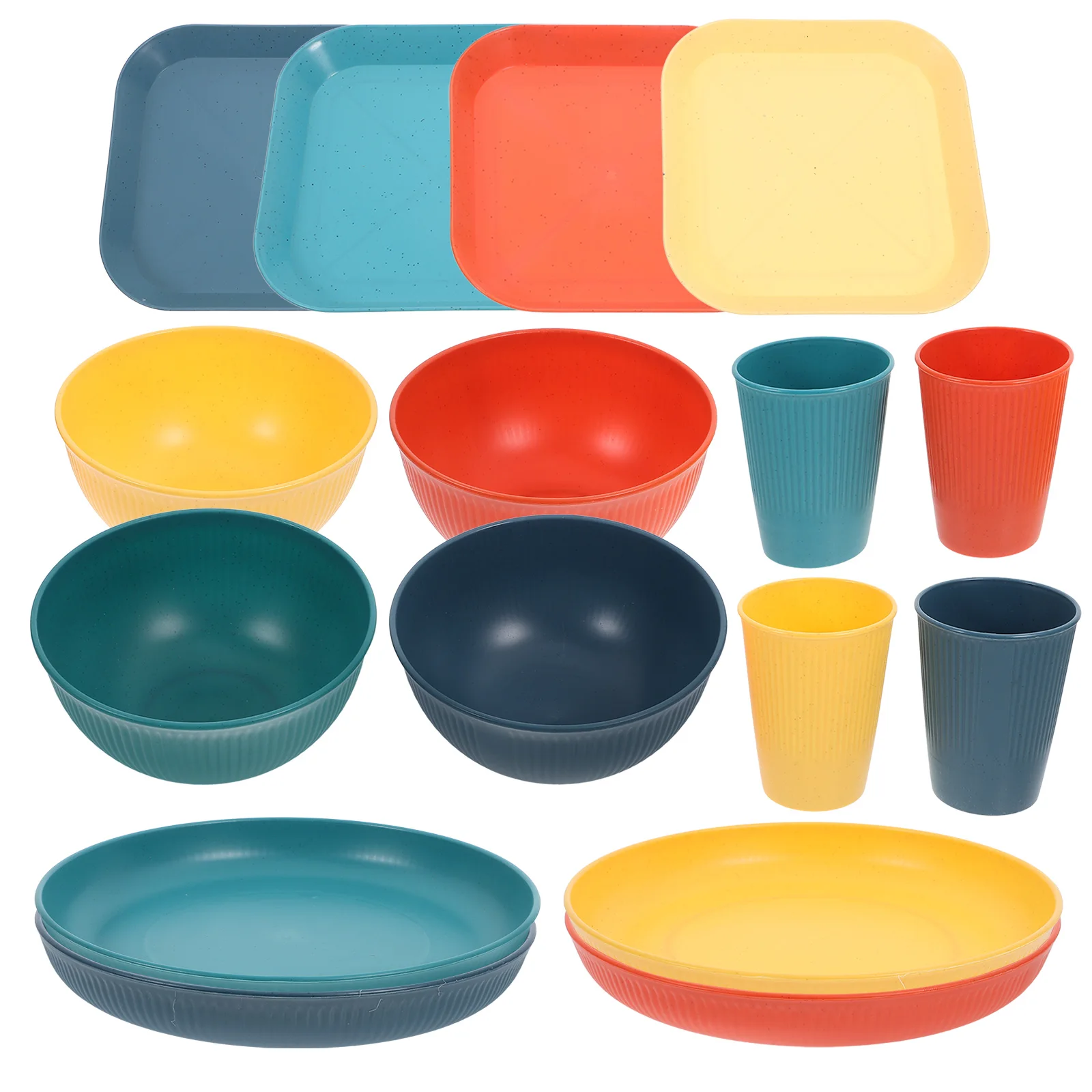

32 Pieces Unbreakable Tableware Set Black Plates Bowls Cups PP Material Outdoor Camping Party Barbecue Lightweight Dinnerware