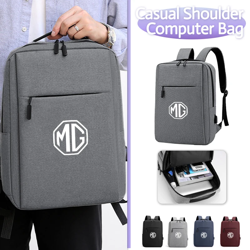 

Car Logo USB Rechargeable Shoulder Bag Waterproof Laptop Backpack For Morris Garages MG 3 5 6 7 HS ZS GS Hector TF GT ZR RX5
