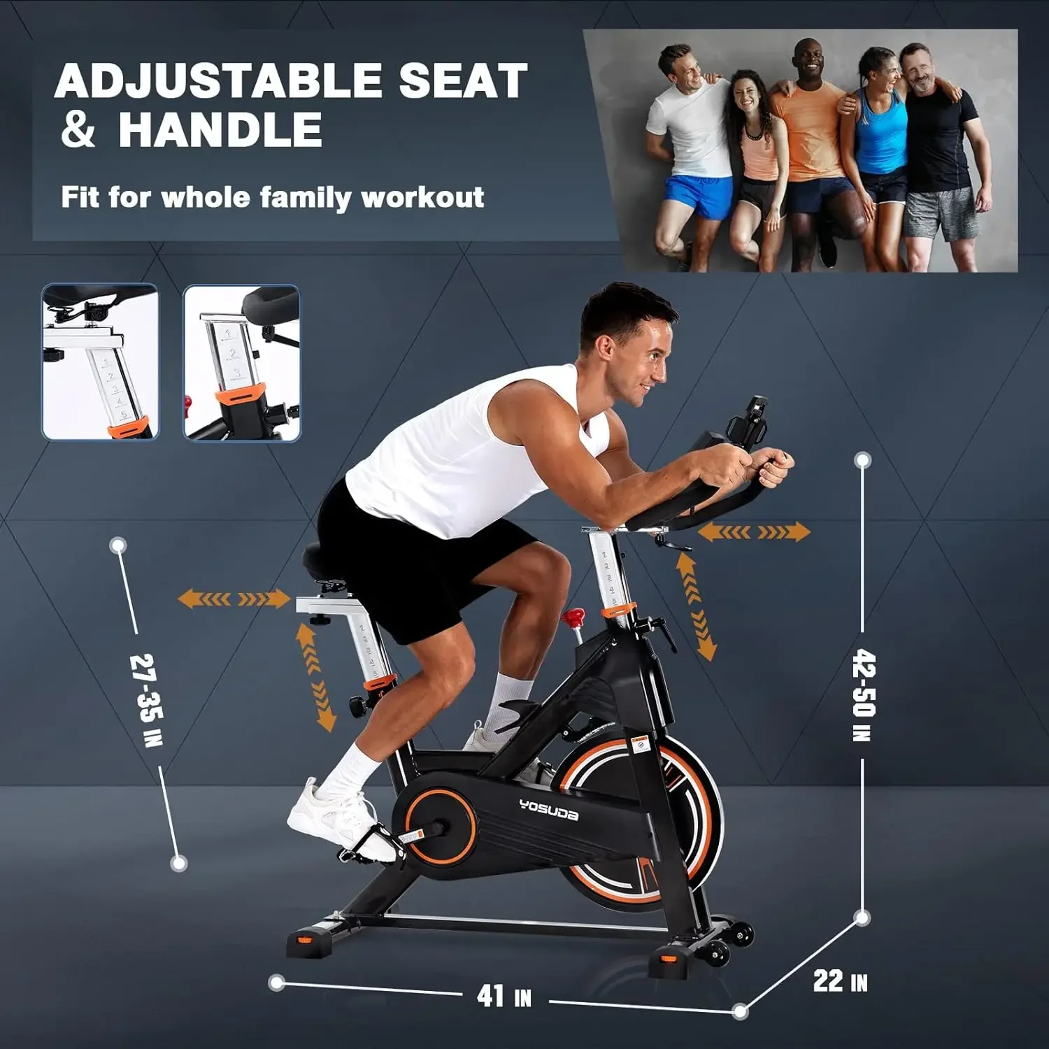 PRO Magnetic Exercise Bike 350 lbs Weight Capacity - Indoor Cycling Bike Stationary with Comfortable Seat Cushion