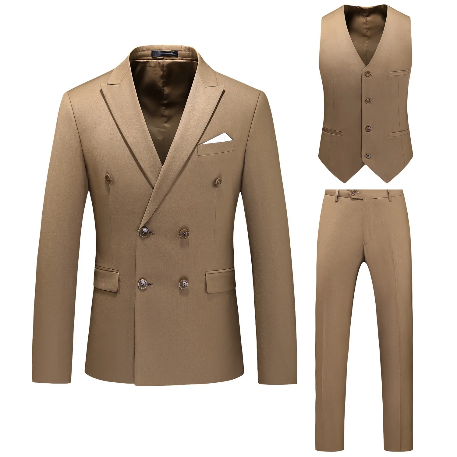 O656New men's suits British style slim fit three piece suits two buttons