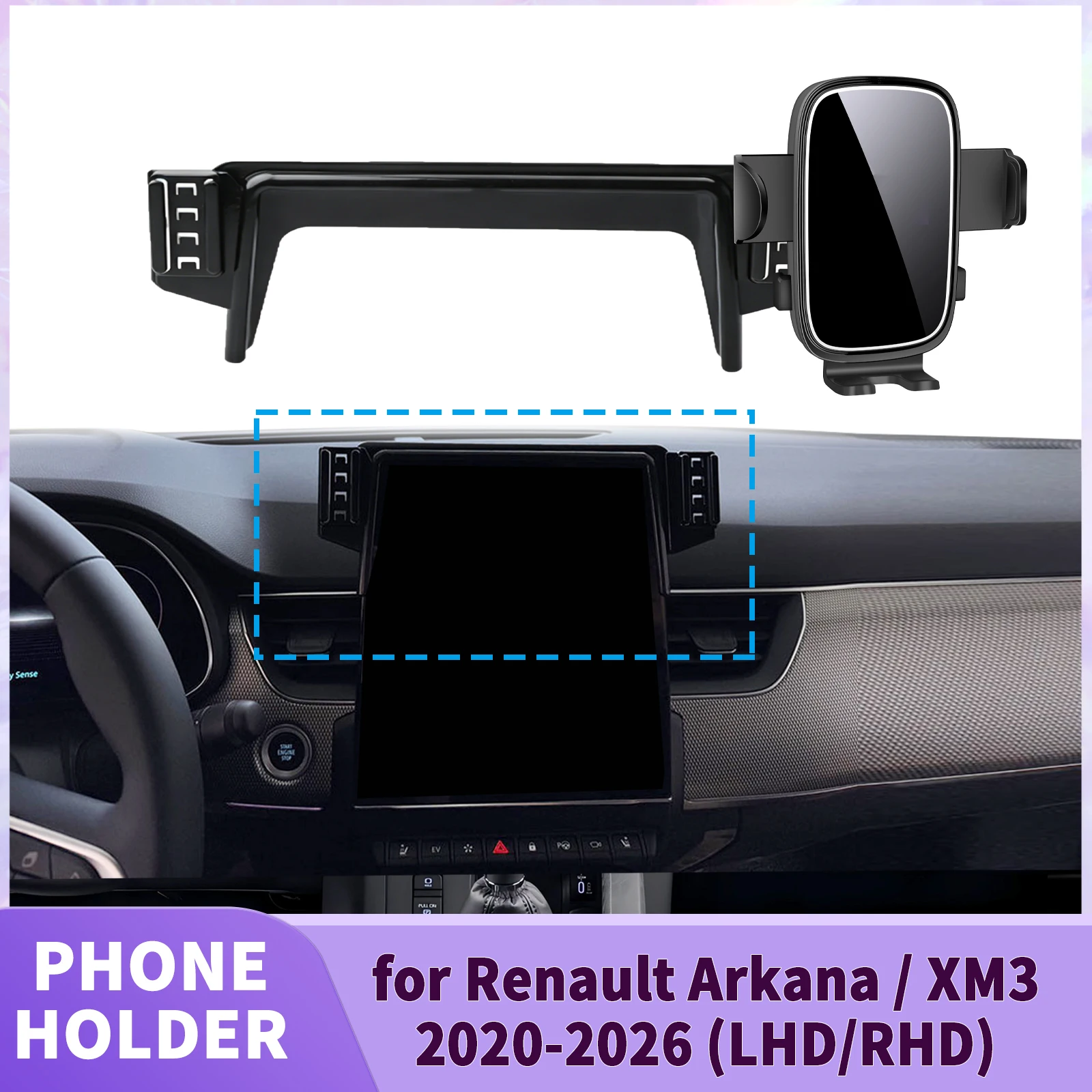Suporte de Telefone para Tela do Renault Arkana XM3 2020 2021 2022 2023 2024 2025 2026 ​ ​   Clipe de Segurança para Carro ​ ​   acessórios
