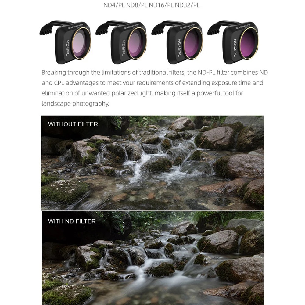 Filtr ND Sunnylife do DJI Mavic Mini 4K/2/SE, zestaw filtrów z soczewkami ze szkła optycznego ND4 ND8 ND16 ND32 MCUV, części do drona gimbal — zdjęcie produktu 6