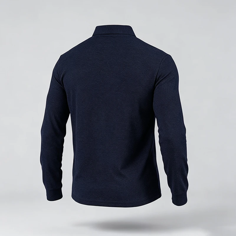 Herren-Polohemd im urbanen Stil, langärmelig, mit Kragen, angenehmer Stoff, ideal für den Stadtverkehr und den Alltag, passend zu verschiedenen Outfits. – Detail 20