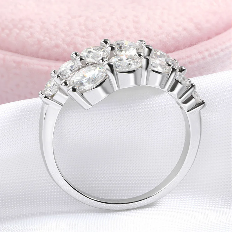 Smyoue 10 보석 여성을위한 전체 Moissanite 반지 스파클링 완벽한 실험실 만... - 3