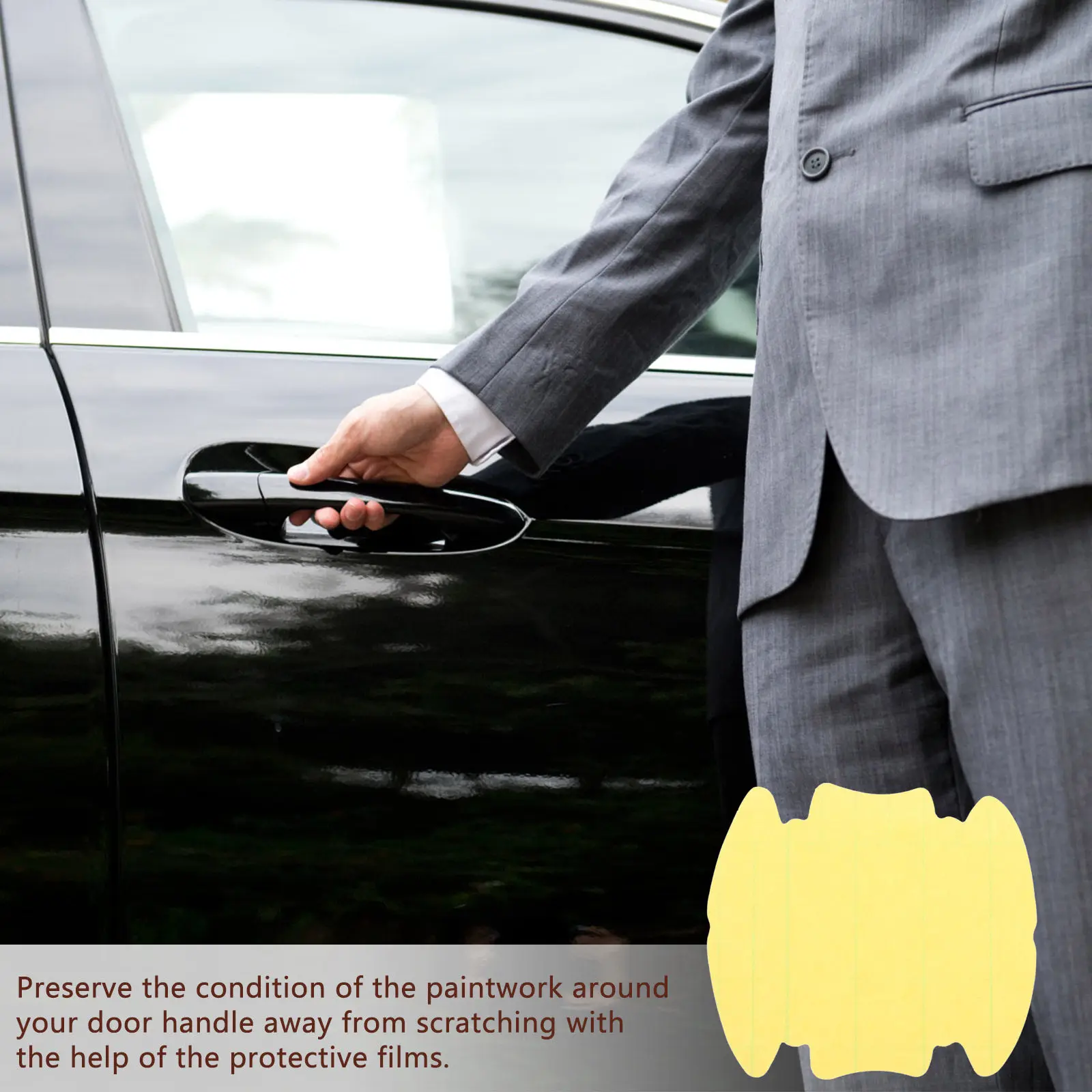 

2Sets Car Door Handle Scratch Protector Clear Vinyl Film Strong Adhesion Easy Clean Long Service Life Transparent Guard Film