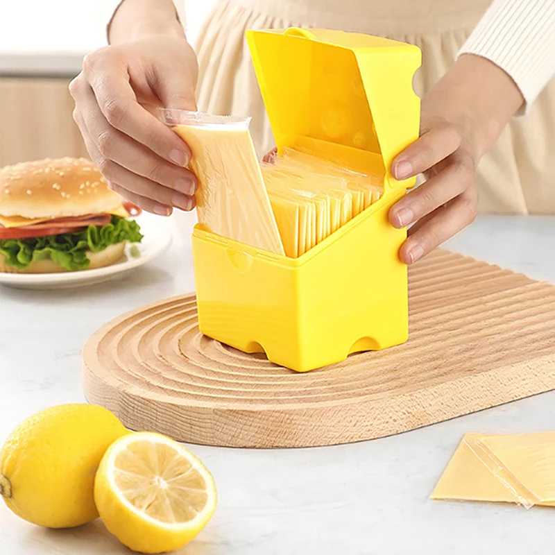 1PCS Cheese Storage Container Plastic Cheese Shaped Refrigerator Slice Cheese Storage Box Kitchen Gadgets Kitchen Accessories