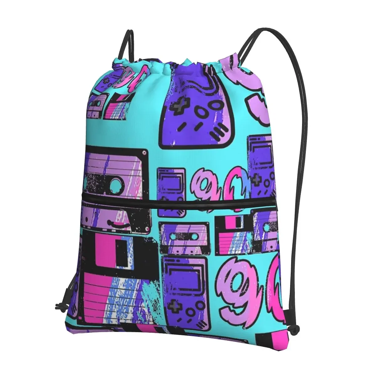 Back To The 90's Portable Backpacks Drawstring Bag Fashion Drawstring Bundle Pocket Storage Bags For School Students