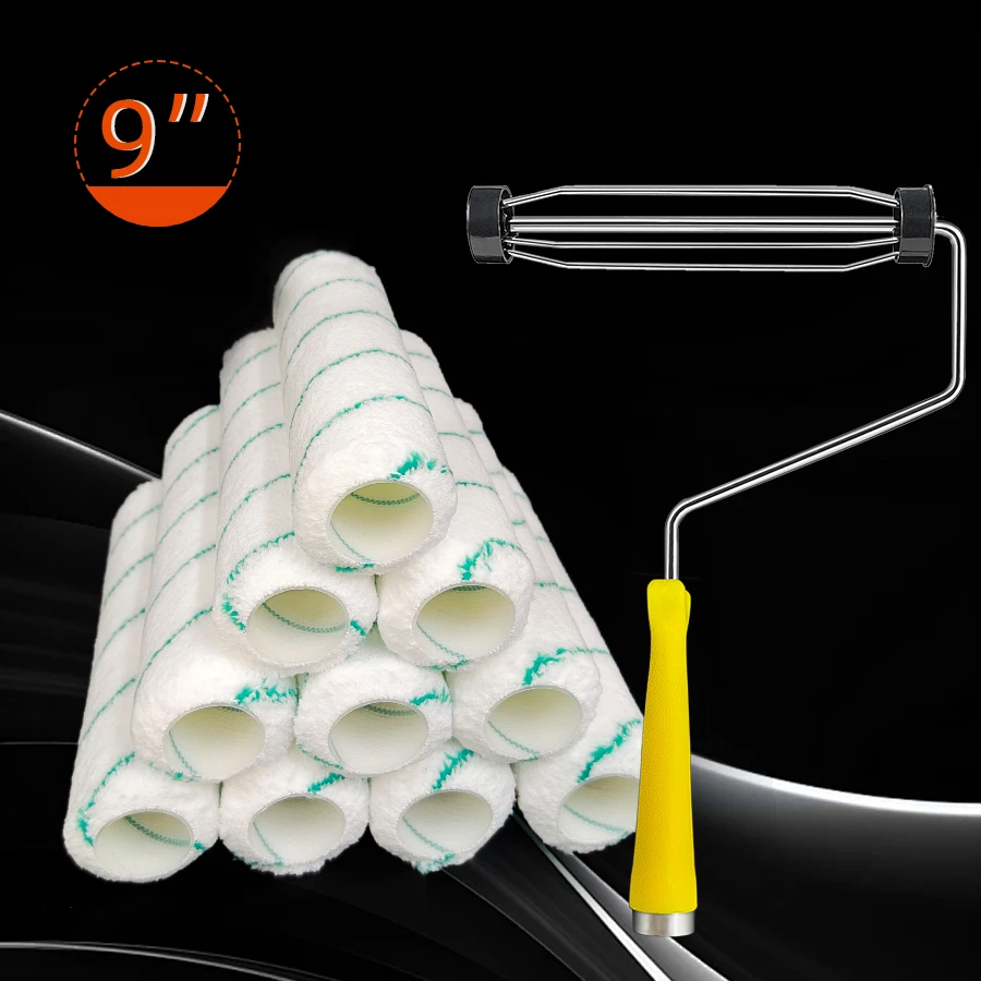 10 peças rolo de pintura de gaiola de microfibra tecida de 9 polegadas x 1,5 "com pilha média