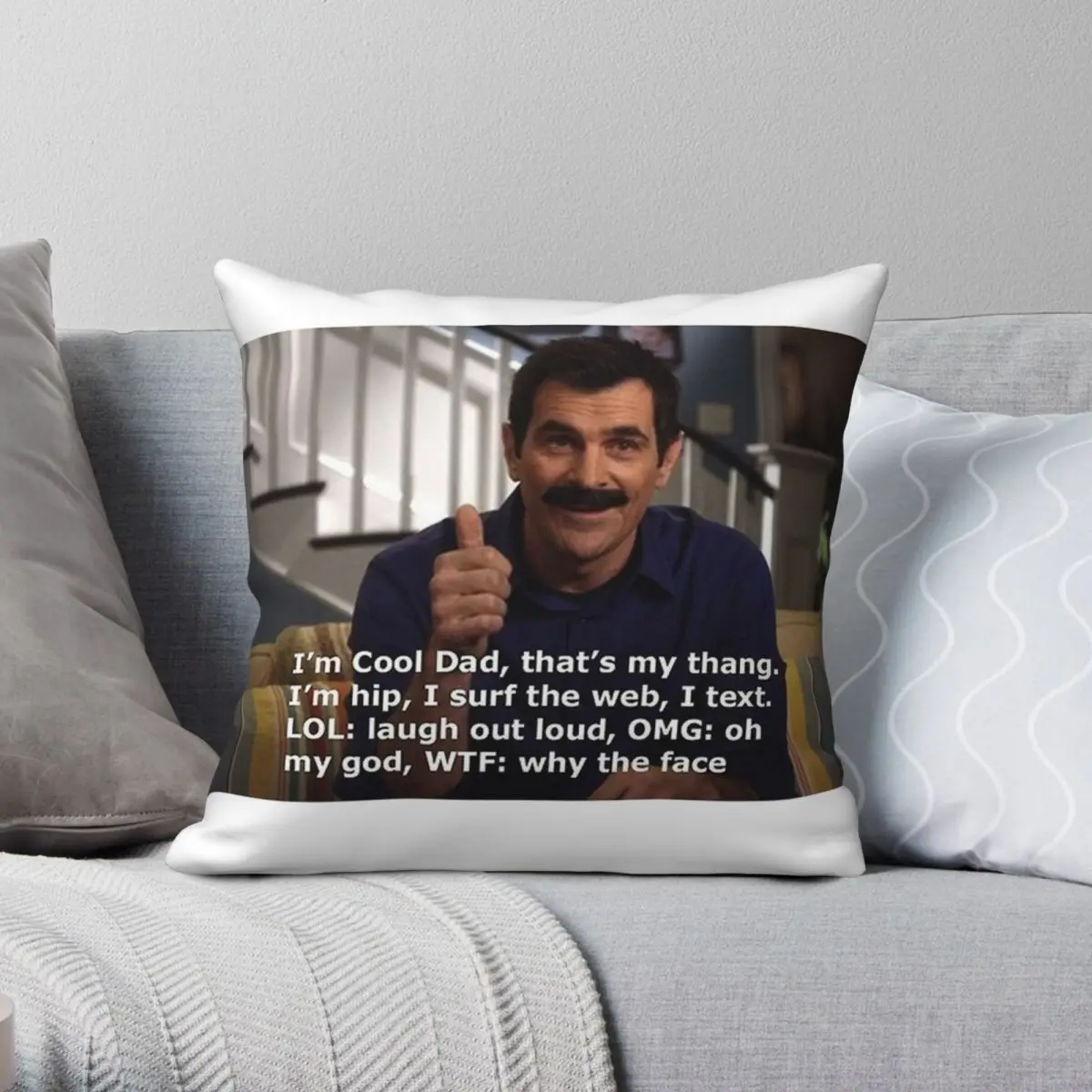 Modern Family Phil Dunphy Meme Square Pillowcase Polyester Linen Velvet Creative Zip Decorative Pillow Case Car Cushion Case