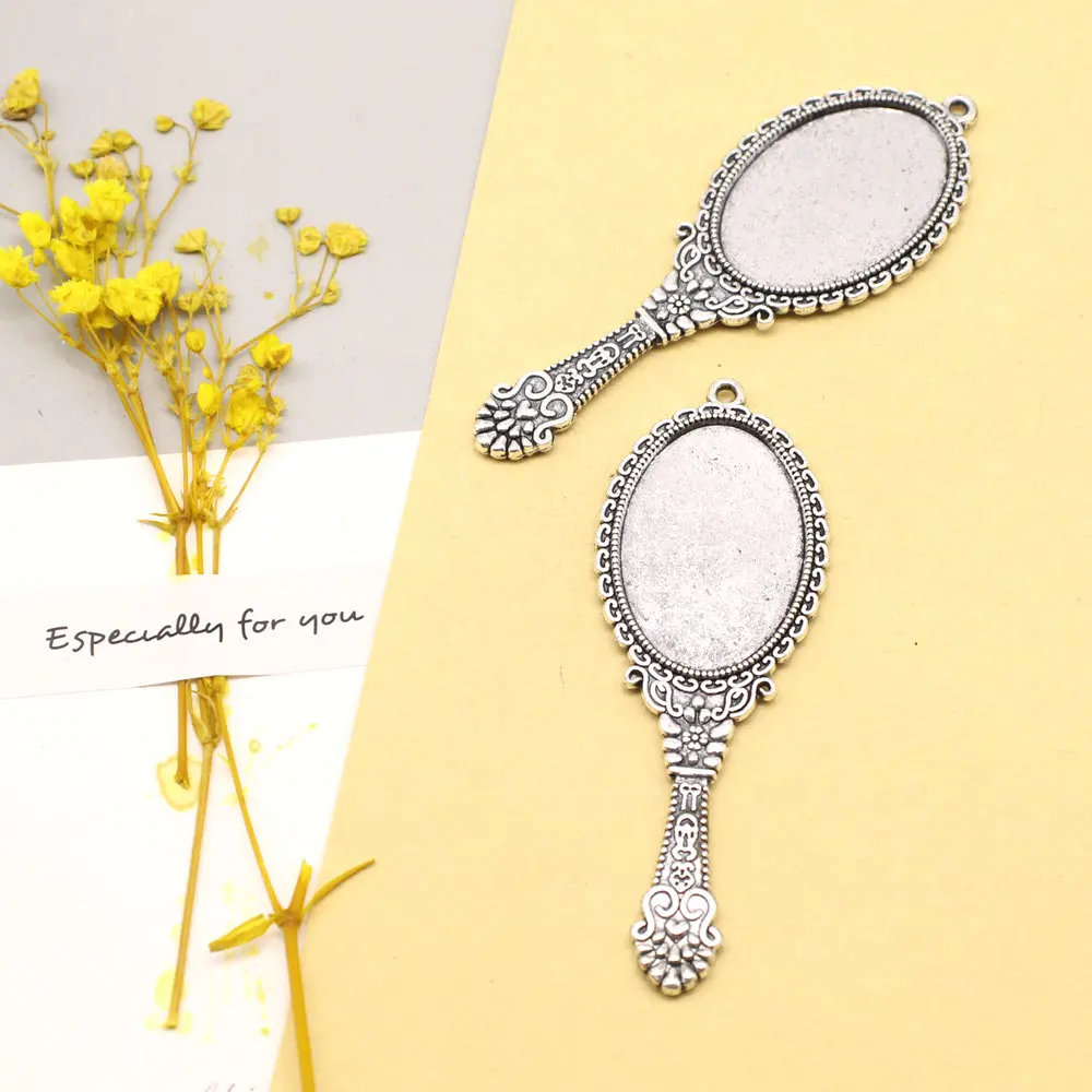 Jewelry Diy Craft Diy Charms Mirror Antique Silver Color Pendants For Jewelry Making 27x75mm 1pcs