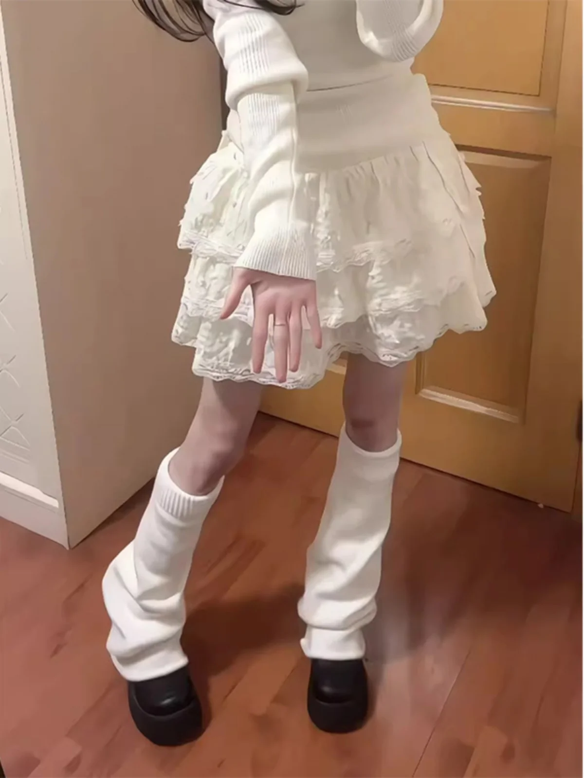 Sweet Yellow Half Skirt Women's High Waist Puffy Short Skirt Lace  Cake Skirt Commute Korean Style Short Dress