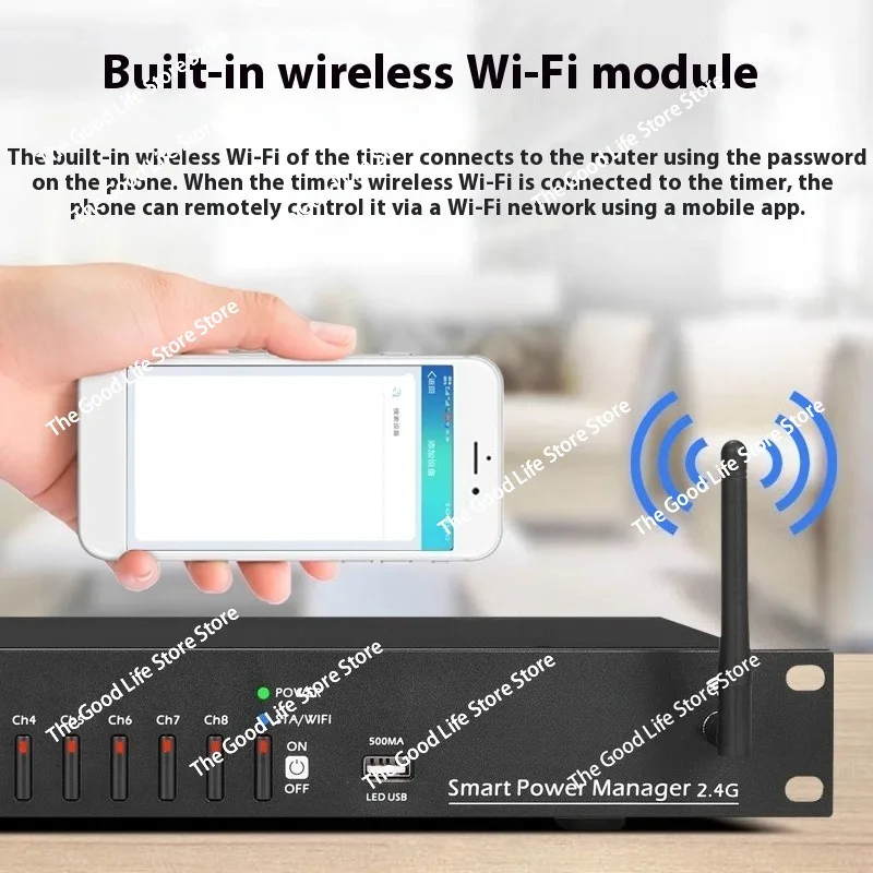 

10-канальный интеллектуальный секвенсор Wi-Fi с дистанционным управлением, менеджер мощности времени с фильтрованными розетками