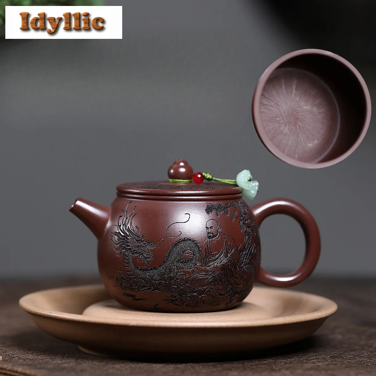 

230ml Elegant Yixing Purple Clay Teapots Handmade Arhat Large Caliber Pot Raw Ore Purple Mud Tea Brewing Kettle Zisha Tea Set