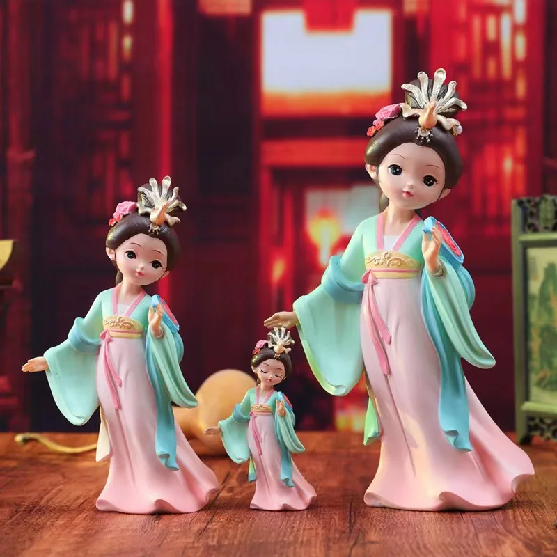 Four Beauties Resin Doll Sculptures Chinese History Celebrated Woman Ancient Traditional Figure Miniature Desktop Decor Ornament