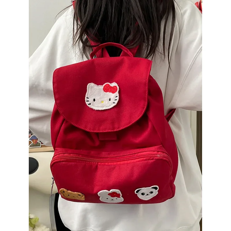 Sanrio New Hello Kitty Student Schoolbag Cartoon Lekki i plecak studencki o dużej pojemności