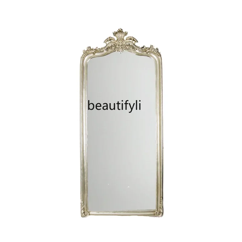 

European full body, French fitting, floor mirror, American carved home wall hanging retro wall hanging full-length mirror