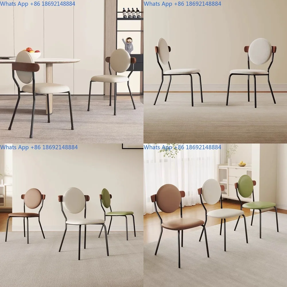 

Nordic cream style dining chair, modern home minimalist solid wood backrest chair, dining table chair