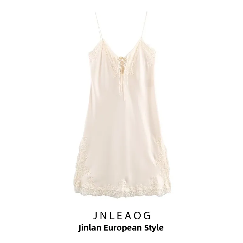 

Новое осеннее женское платье JNLEAOG с кружевной отделкой, модный дизайн, приталенный крой, повседневное, однотонное