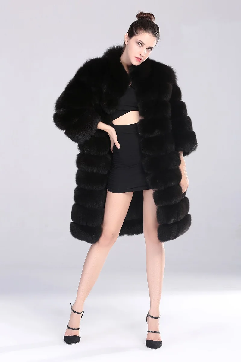 Wholesale Factory Make Winter Thick Real Fox Fur Long Coat Women's Real Fox Fur Coat