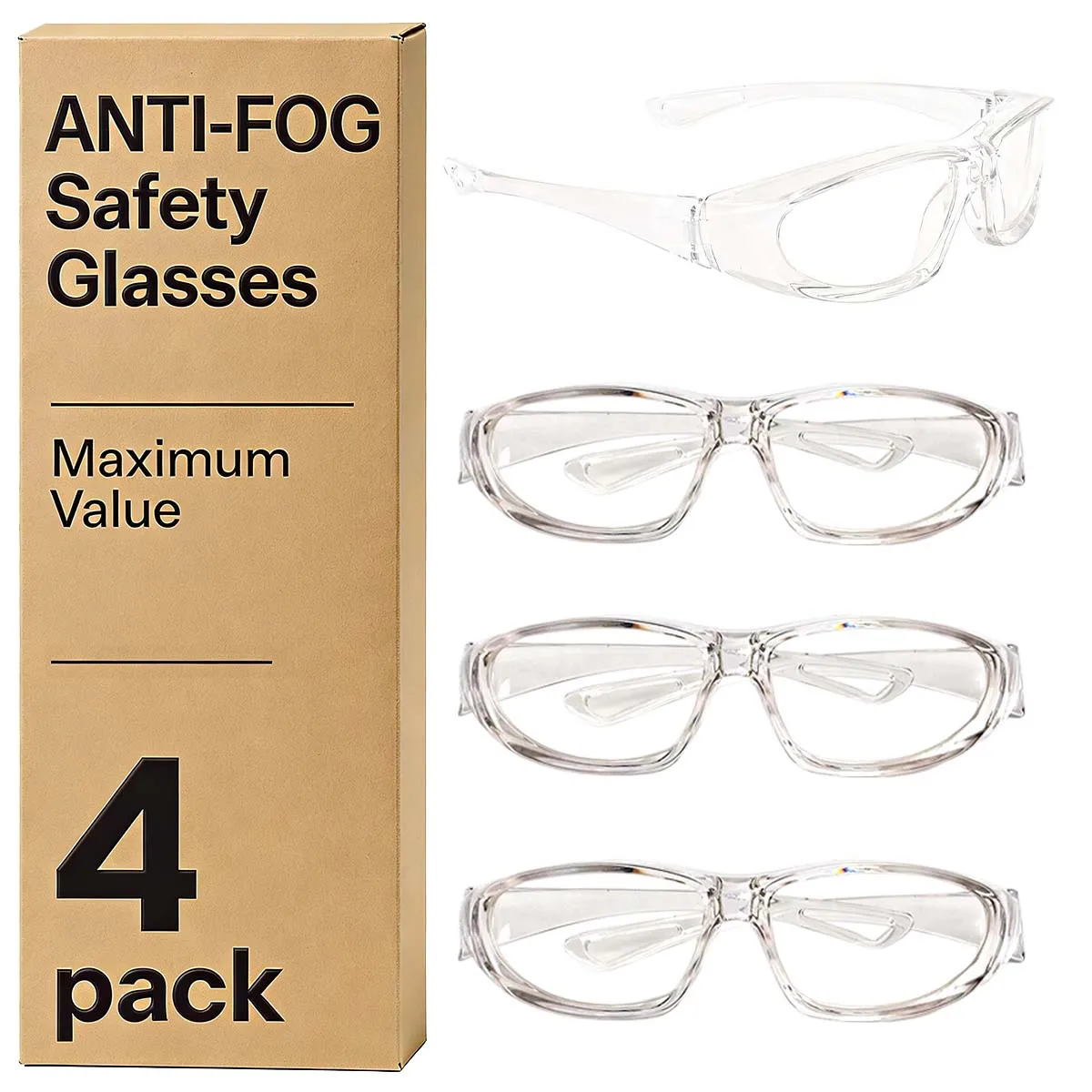 

Противотуманные защитные очки из поликарбоната с боковыми экранами, 4 шт., прозрачные линзы | Прозрачная рамка, модель HM4