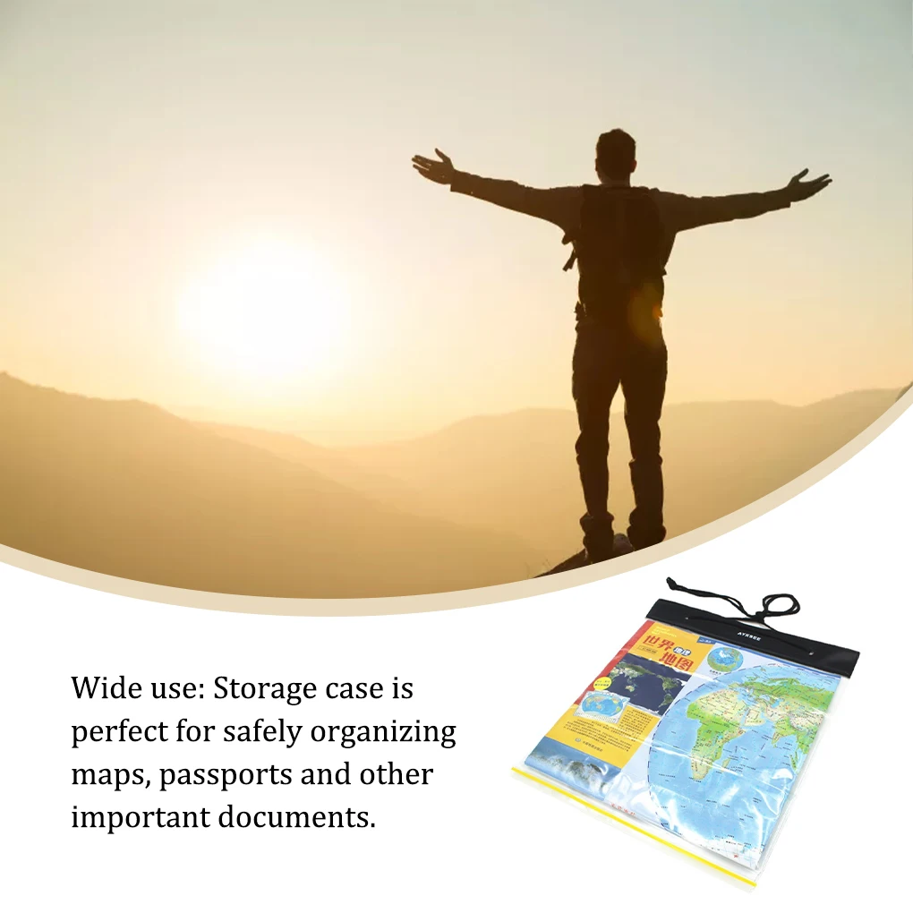 Map Case Clear Waterproof PVC Document Stationery Holder Cover Portable Outdoor Camping Pocket Bag with Zipper