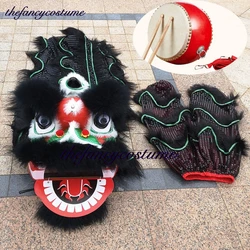 14Inches Lion Dance One drum Chinese Culture Folk  Mascot Costume  5-12 Age Cartoon Family Props  Party Carnival Festivall