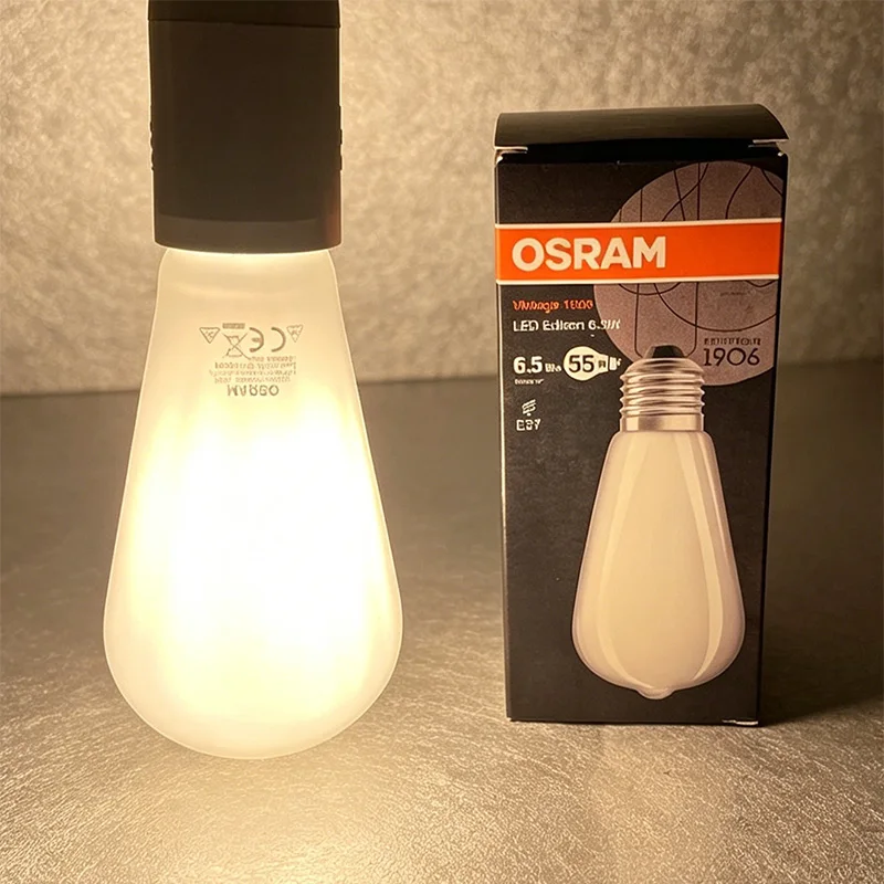 OSRAM LED E27 ST64 Edison 6.5W Lamp 2700K Warm White Bulb Replace 55W Incandescent Light Vintage 1906 LEDISON CLAS ST AC24308