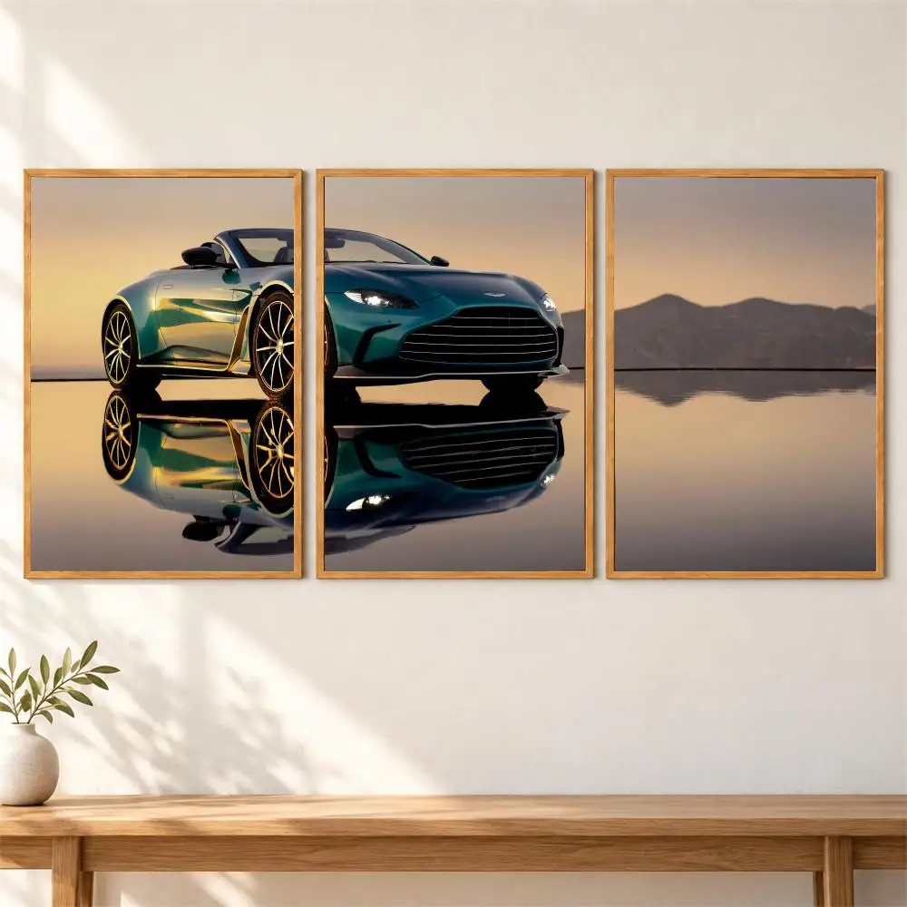 A-Aston Martin Supercar Painting Calligraphy 3 Pces Canvas Poster Set Vintage Wall Art for Bedroom Living Room Home Decor Gift