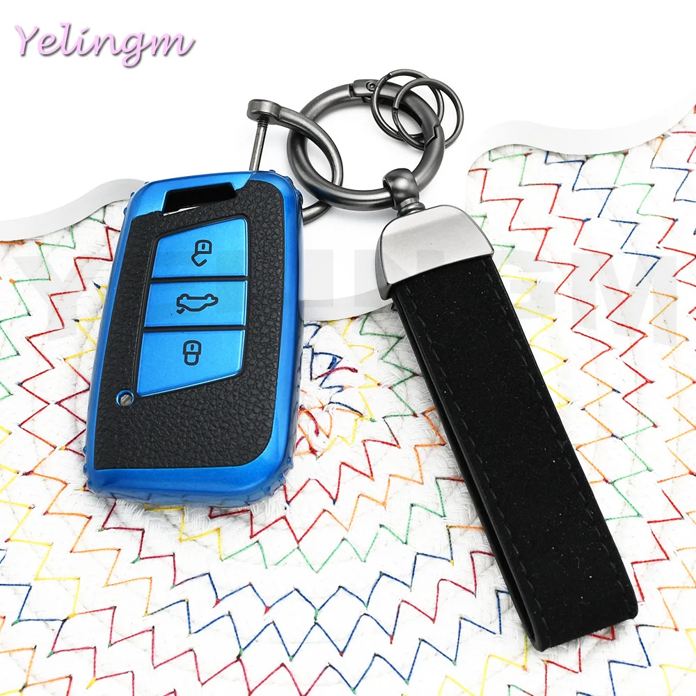 TPU Leather Car Key Cover For VW Volkswagen Magotan Passat B8 Skoda Superb Kodiaq A7 Remote Fob Protector Case view 3