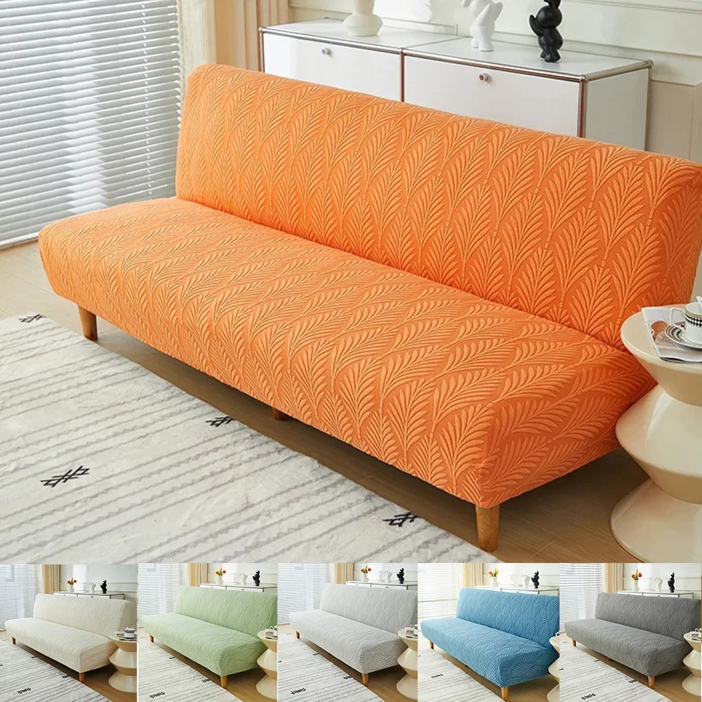 New All-inclusive Armless Jacquard Sofa Bed Cover,stretch Futon Sofa Slipcovers,sofa Protector for Kid,pets,easy To Wash