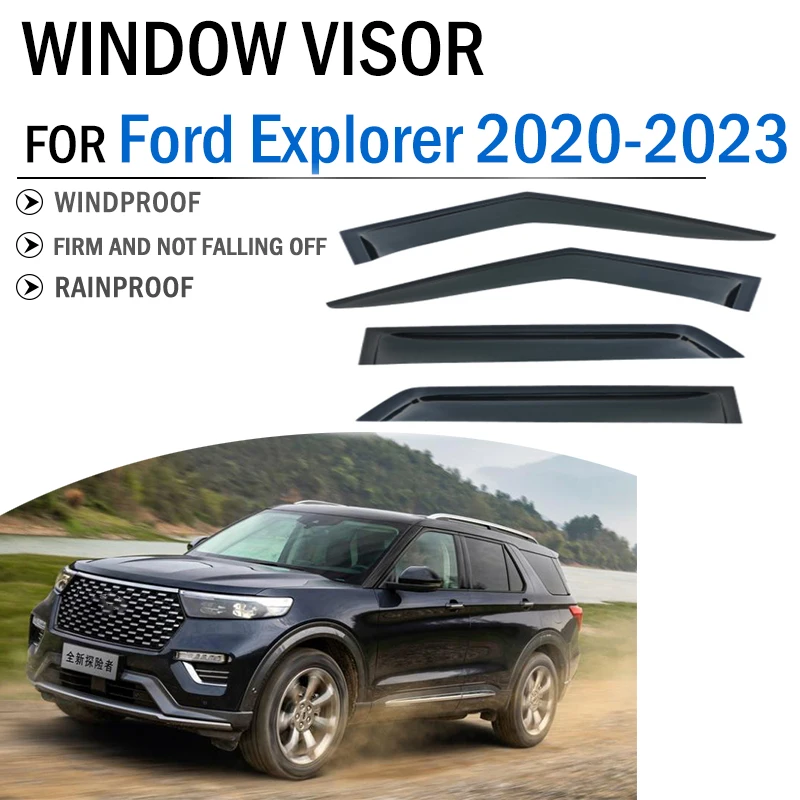 

FOR Ford Explorer 2020-2023 Window Visor Deflector Visors Shade Sun Rain Guard Smoke Cover Shield Awning Trim Car Accessories