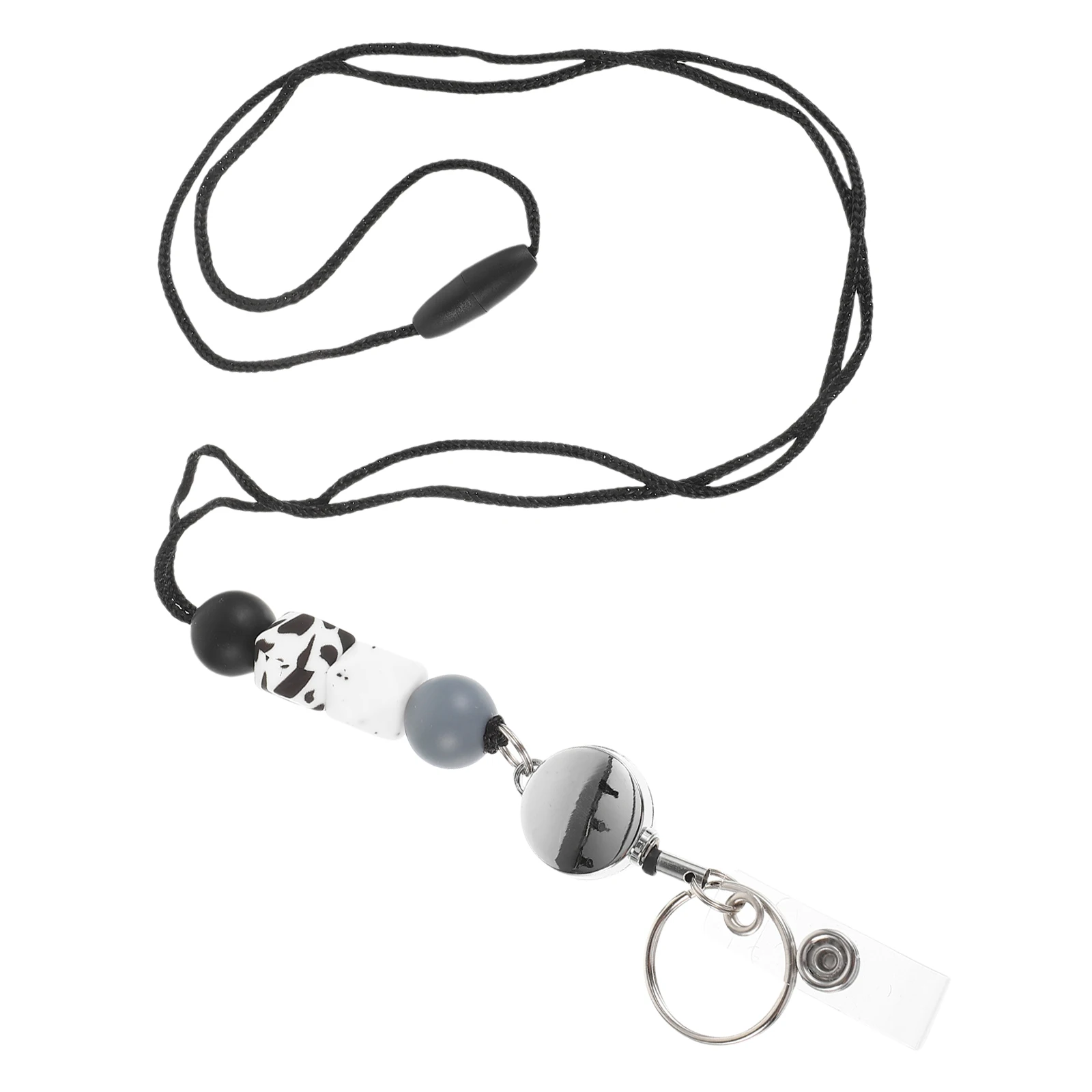 

Retractable Badge Holder Lanyard ID Card Keychain for Office Nurse Teacher Silicone Beaded Design Portable Business Card