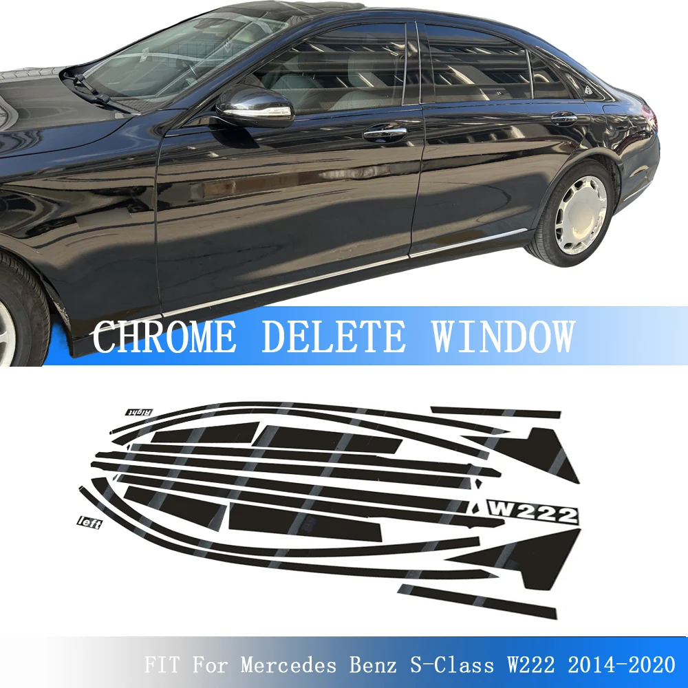 

Glossy Black PVC Car Window Decorative Strip Sticker For Mercedes Benz S-Class W222 2014-2020 Exterior Protection Accessory