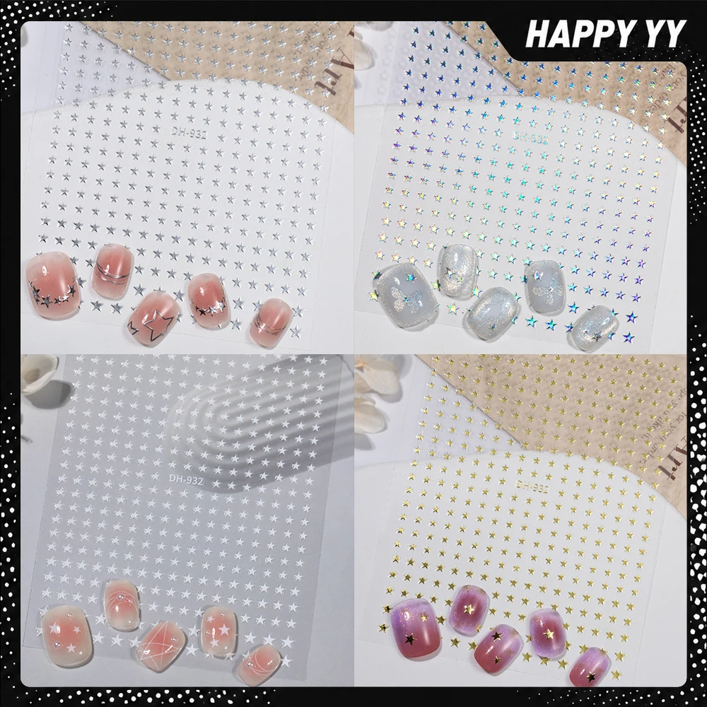 Star Nail Stickers Self Adhesive Decals Silver Gold Black Holographic Laser DIY Manicure Tips Decoration Accessories 2026 Sticke