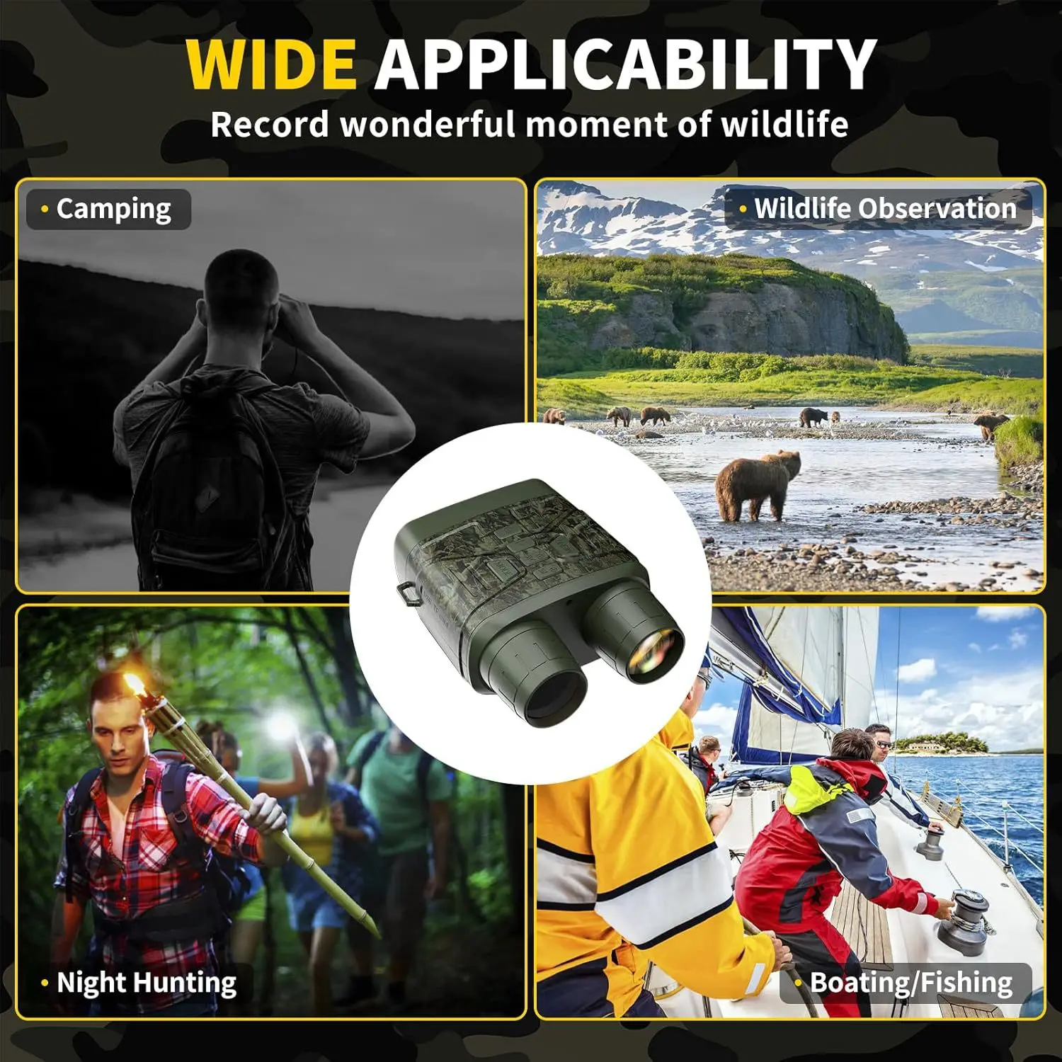 사냥 카메라 4K 비디오 디지털 야간 투시경 야생동물 모니터링 가족 선물 가정 보안 조류 관찰용